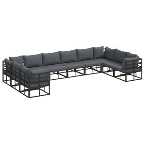 vidaXL Garden Sofa Set with Cushion 10 pcs Black Aluminium