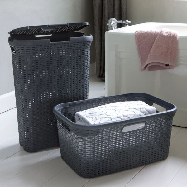 Curver Laundry Basket Set with Lid Style 2x40L Anthracite