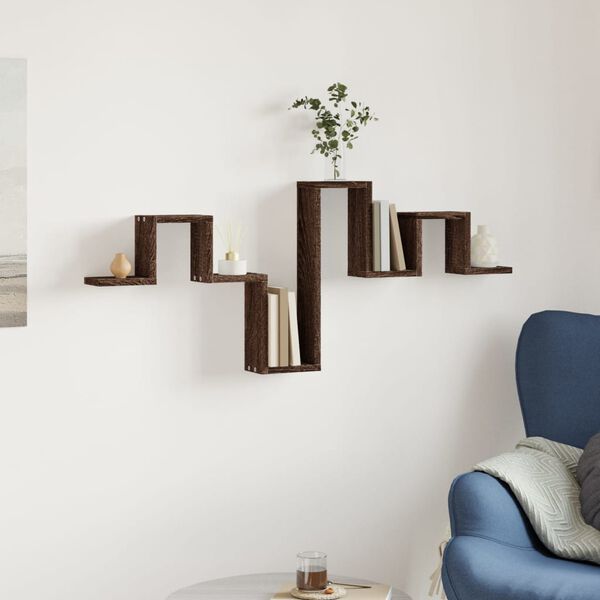 vidaXL Wall Shelf Brown Oak 104.5x10x43 cm Engineered Wood