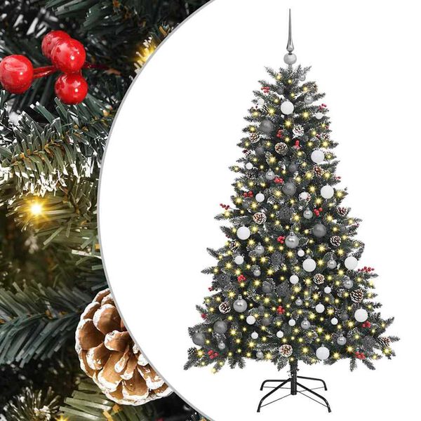 vidaXL Artificial Christmas Tree with 300 LEDs with Stand Green 180 cm