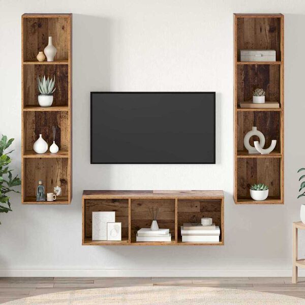 vidaXL TV Cabinet Set Wall-mounted 3 pcs Old Wood Engineered Wood