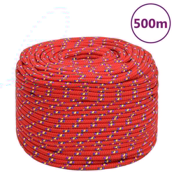 vidaXL Boat Rope Red 10 mm 500 m Polypropylene