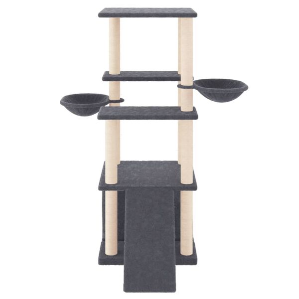 vidaXL Cat Tree with Sisal Scratching Posts Dark Grey 133 cm