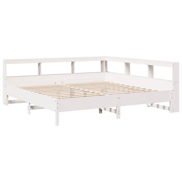 vidaXL Bookcase Bed without Mattress White 200x200 cm Solid Wood Pine