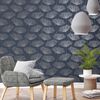 DUTCH WALLCOVERINGS Wallpaper Fleur Navy Blue and Grey