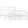vidaXL Metal Bed Frame without Mattress with Footboard White 150x200cm