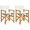 vidaXL Folding Director's Chairs 2 pcs Cream Solid Wood Teak