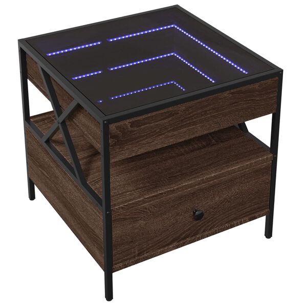 vidaXL Coffee Table with Infinity LED Brown Oak 50x50x51 cm