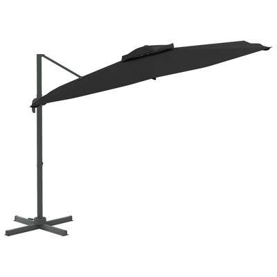 vidaXL Double Top Cantilever Umbrella Black 300x300 cm
