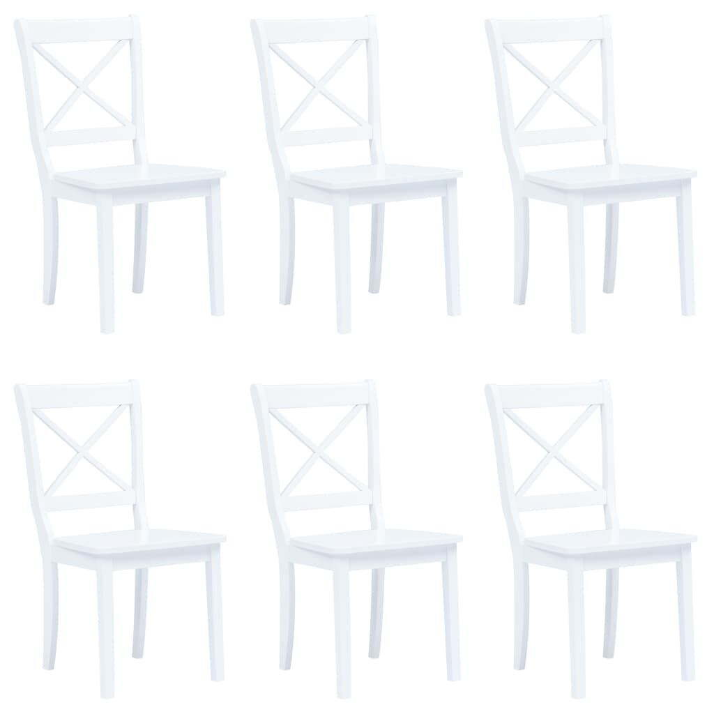 vidaXL Dining Chairs 6 pcs White Solid Rubber Wood vidaXL