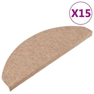vidaXL Stair Mats Self-adhesive 15 pcs 65x22.5x3.5 cm Beige