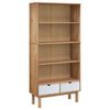 vidaXL Bookcase OTTA with 2 Drawers Brown and White Solid Wood Pine