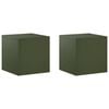 vidaXL Plant Stand 2 pcs Olive Green 40 x 40 x 40 cm Steel