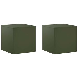 vidaXL Plant Stand 2 pcs Olive Green 40 x 40 x 40 cm Steel
