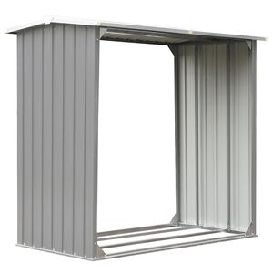 vidaXL Garden Log Storage Shed Galvanised Steel 172x91x154 cm Grey