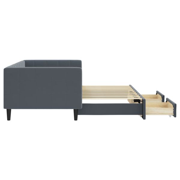 vidaXL Daybed with Trundle&Drawers without Mattress Dark Grey 90x190 cm Single