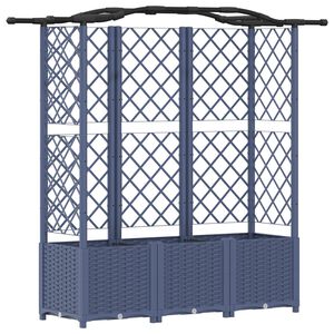 vidaXL Raised Bed with Trellis and Roof Grey 163 x 40 x 141 cm PP