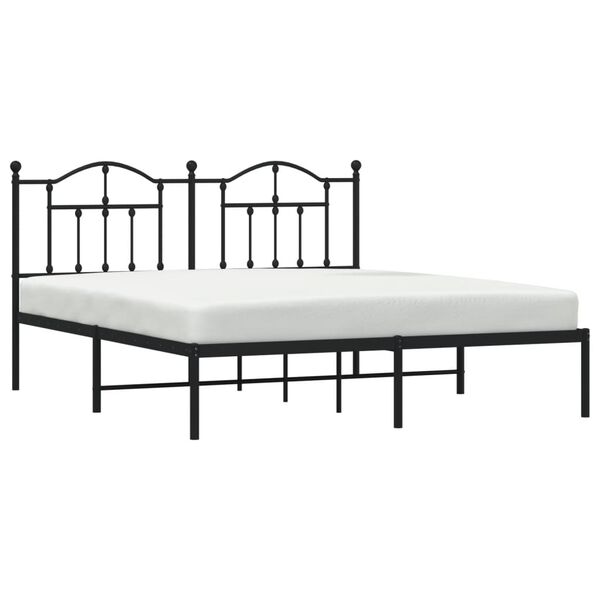 vidaXL Metal Bed Frame without Mattress with Headboard Black 180x200cm