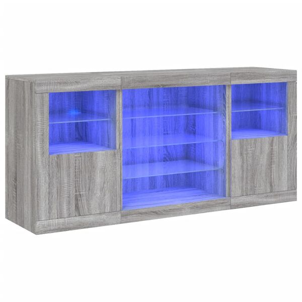 vidaXL Sideboard with LED Lights Grey Sonoma 142.5x37x67 cm