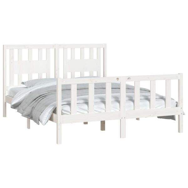 vidaXL Bed Frame without Mattress White Solid Wood Pine 120x200 cm