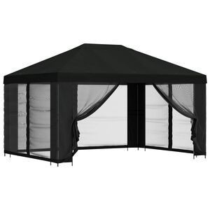 vidaXL Gazebo with Sidewalls 4 x 3 m Black Polyester and Steel 190 gsm