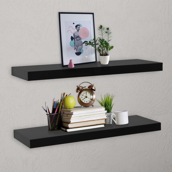 vidaXL Floating Wall Shelves 2 pcs Black 100x20x3.8 cm