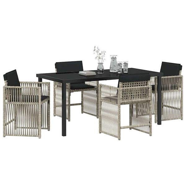 vidaXL Garden Dining Set 5 pcs Light Grey Poly Rattan
