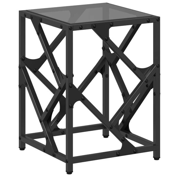 vidaXL Coffee Table with Black Glass Top 30x30x41 cm Steel