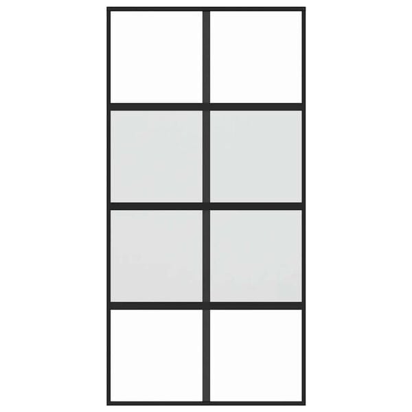 vidaXL Sliding Door Black 102.5x205 cm Tempered Glass and Aluminium