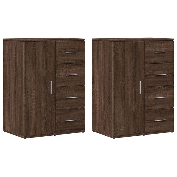 vidaXL Sideboards 2 pcs Brown Oak 59x39x80 cm Engineered Wood