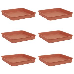 vidaXL Square Flower Tray 6 pcs Brick Red 15 x 15 x 2 cm Plastic