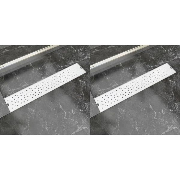 vidaXL Linear Shower Drain 2 pcs Bubble 630x140 mm Stainless Steel