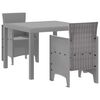 vidaXL Garden Dining Set 3 pcs Light Grey Polypropylene
