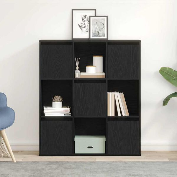 vidaXL Bookcase Black Oak 89x24x101.5 cm Engineered Wood