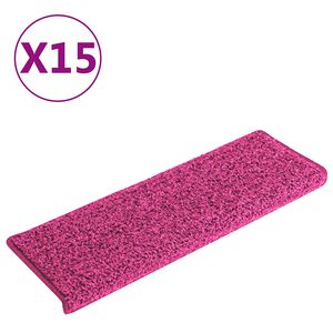 vidaXL Stair Tread | Set of 15 | Pink | 100% polypropylene | 65 x 21 x 4 cm