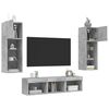 vidaXL 5 Piece TV Wall Units with LED Concrete Grey Engineered Wood