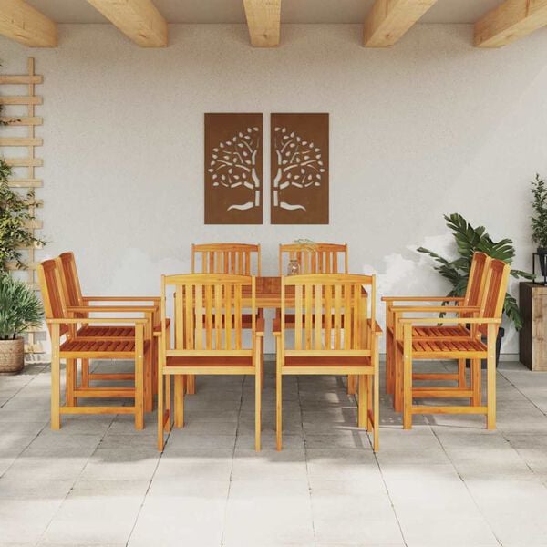 vidaXL Garden Dining Set 9 pcs Brown Solid Acacia Wood