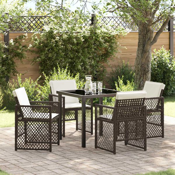 vidaXL Garden Dining Set 5 pcs Brown Poly Rattan