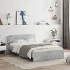 vidaXL Bed Frame with Headboard and LED Concrete Grey 135x190 cm Double