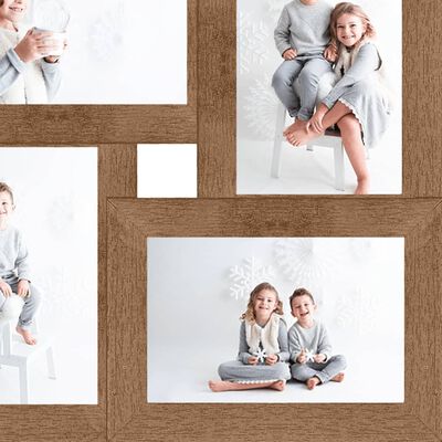 vidaXL Collage Photo Frame for 4x(10x15 cm) Picture Light Brown MDF