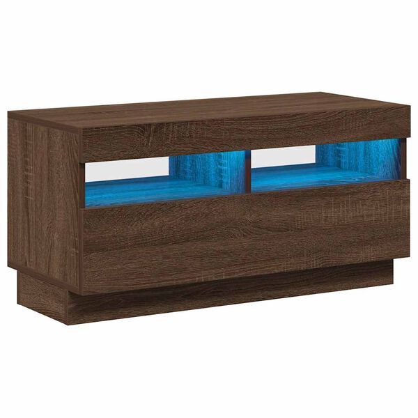 vidaXL TV Cabinet with LED Lights Brown Oak 80x35x40 cm