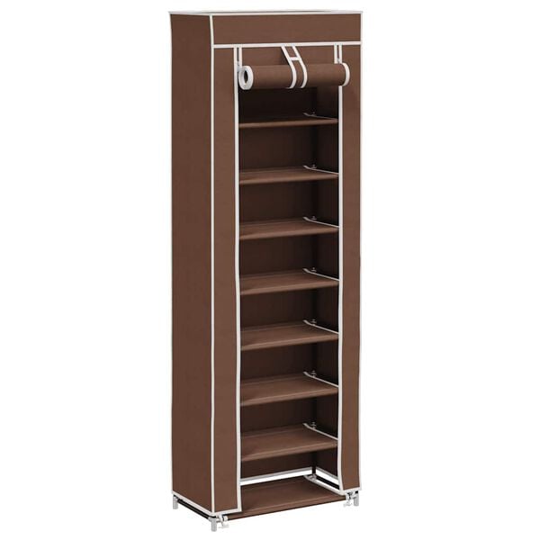 Fabric Shoe Cabinet with Cover 162 x 57 x 29 cm Brown