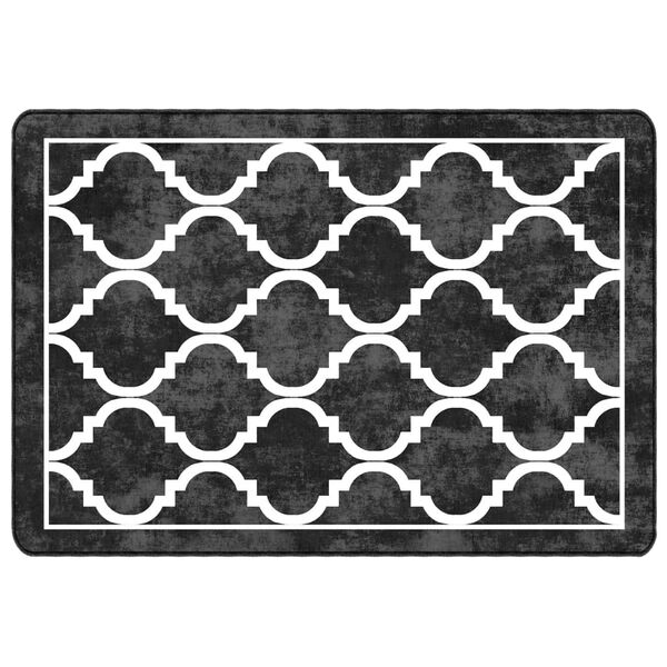 vidaXL Rug Washable Black and White 160x230 cm Anti Slip