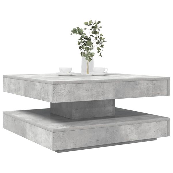 vidaXL Coffee Table 360-Degree Rotatable Concrete Grey 70x70x34.5 cm