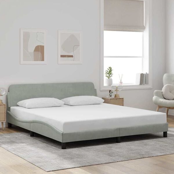vidaXL Bed Frame "Dover" Light Grey 180x200 cm Super King Velvet