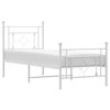 vidaXL Metal Bed Frame without Mattress with Footboard White 75x190cm