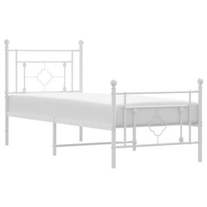 vidaXL Metal Bed Frame without Mattress with Footboard White 75x190cm