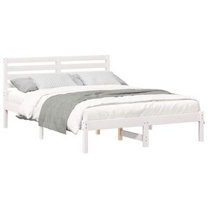 vidaXL Bed Frame with Headboard White 120 x 200 cm Solid Pine Wood