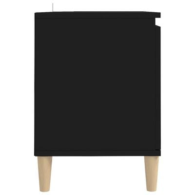vidaXL TV Cabinet with Solid Wood Legs Black 103.5x35x50 cm