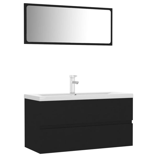 vidaXL Bathroom Furniture Set Black Engineered Wood